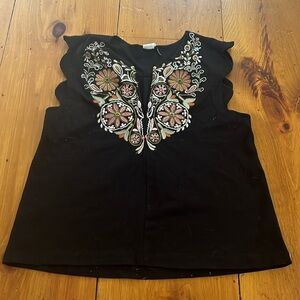 Anthropologie | black embroidered top